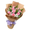 Bó Hoa Hồng Sen Mới 11 Hoa Nơ Tím