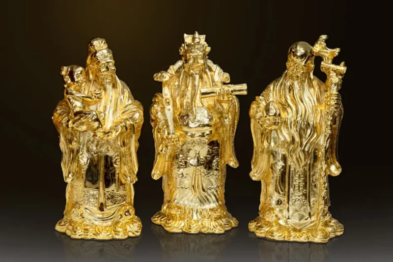 Tượng tam đa Phúc Lộc Thọ mạ vàng 24k