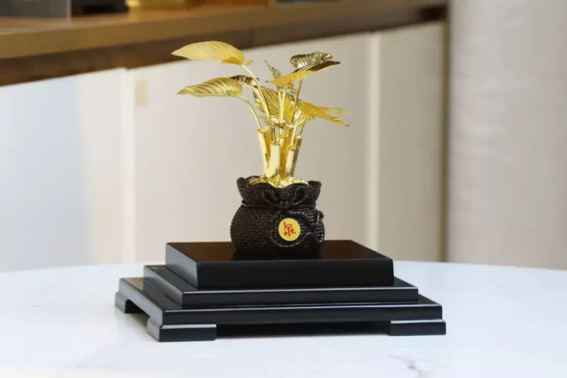Chậu cây phú quý mạ vàng 24k để bàn