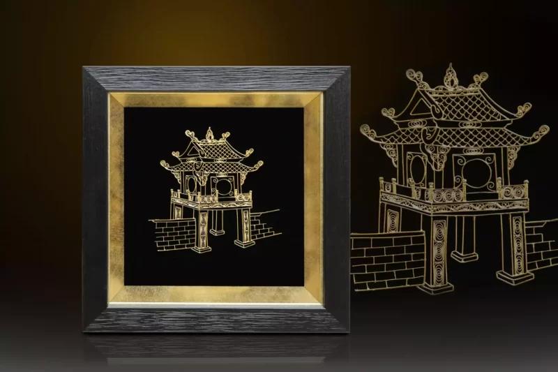 Tranh ‘Khuê Văn Các’ mạ vàng 24k