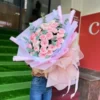 Bó hoa hồng đỏ ohara hồng 30 bông mix lá tặng sinh nhật