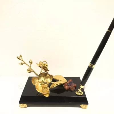 Giá cắm bút ký hình cây hoa lan mạ vàng 24k