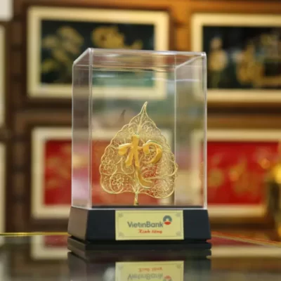 Lá bồ đề chữ “An” mạ vàng 24k