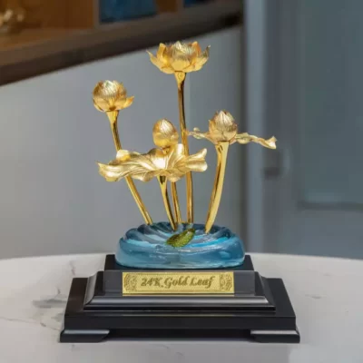 Chậu cây hoa sen dát vàng 24k