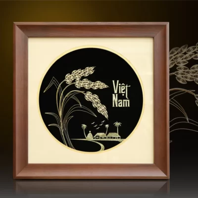 Tranh bông lúa chín mạ vàng 24k