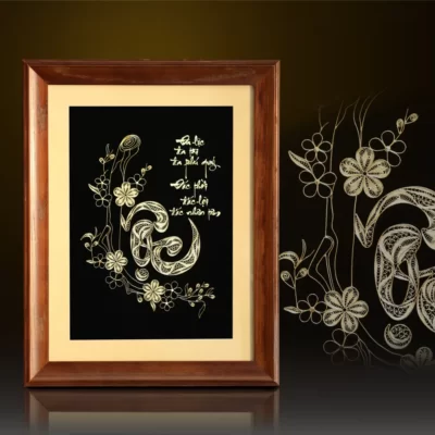 Tranh chữ “Lộc” thư pháp mạ vàng 24k