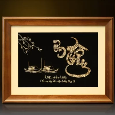 Tranh thư pháp “Ơn Thầy” mạ vàng 24k