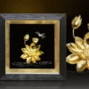 Tranh bông hoa sen đồng mạ vàng 24K