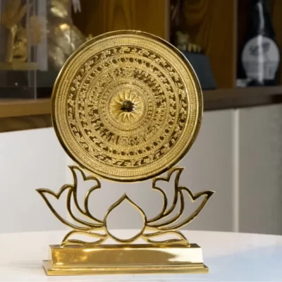 Mặt trống đồng hoa sen mạ vàng 24k