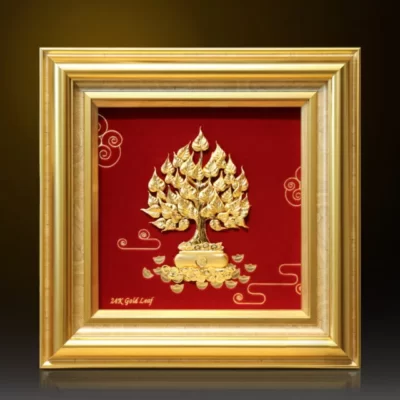 Tranh cây bồ đề vàng lá 24k