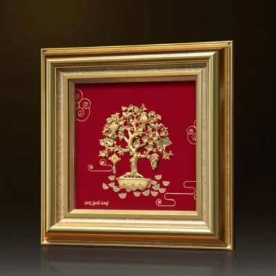 Tranh cây tài lộc dát vàng 24k