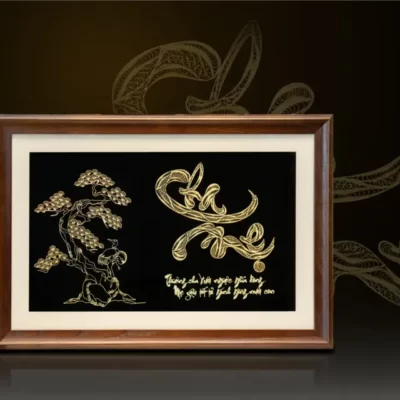 Tranh chữ “Cha Mẹ” mạ vàng 24k
