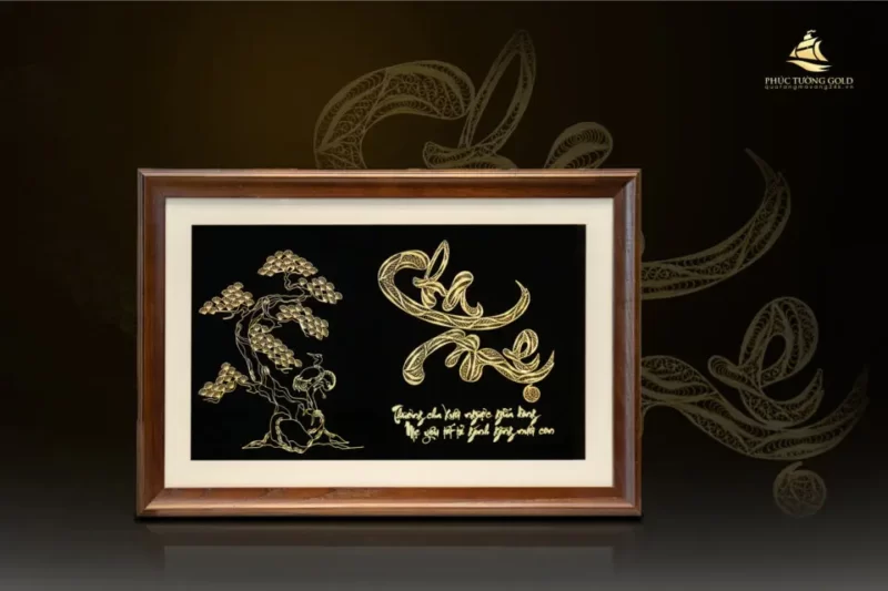 Tranh chữ “Cha Mẹ” mạ vàng 24k