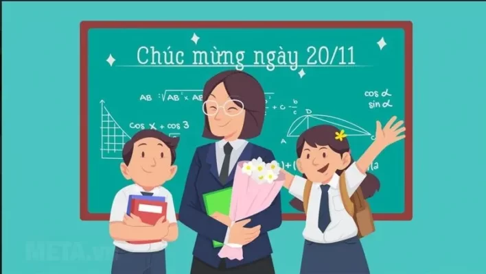 Học sinh dành tặng thầy cô những bó hoa tươi thắm thể hiện ý nghĩa ngày 20 tháng 11 (Ảnh: Sưu tầm)