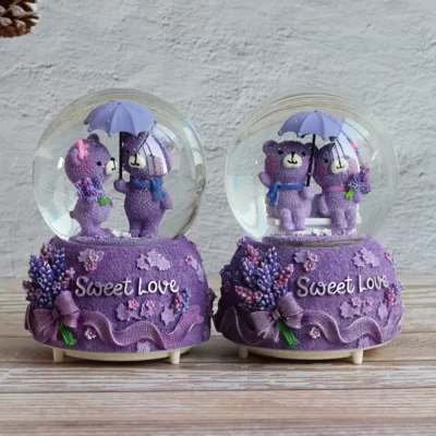 Quả cầu tuyết gấu tím Sweet love